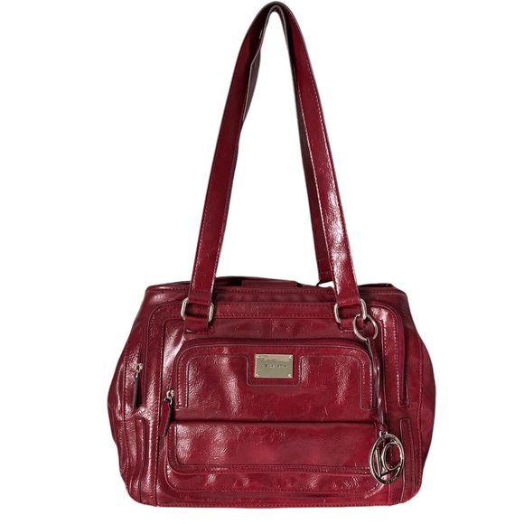 Liz Claiborne Large Burgundy Vegan Leather Shoulder Bag - Picture 1 of 13